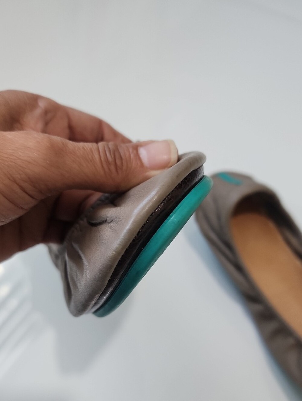 Tieks Taupe Leather Ballet Flats - Picture 3 of 14